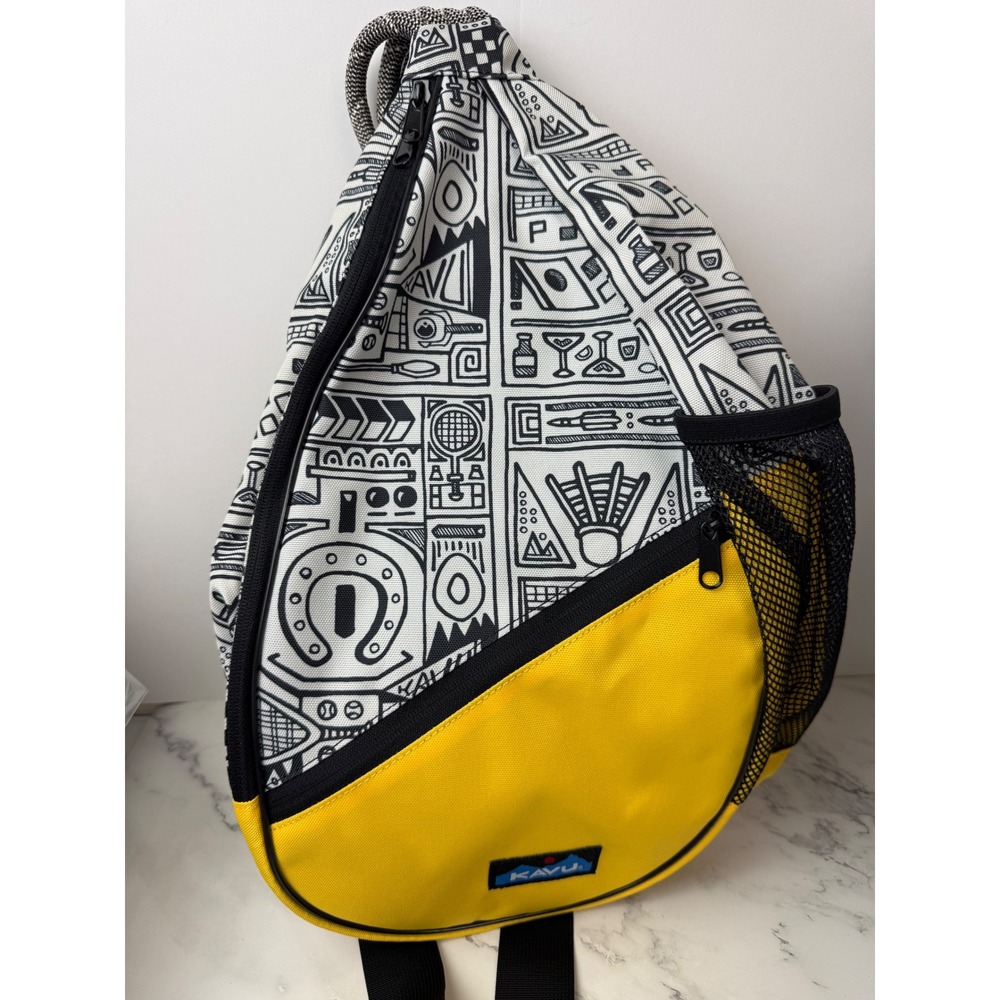 KAVU Paxton Pack rope sling crossbody bag in the "Yard Games" print NWT